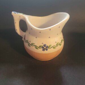 Vintage Hand-Painted Chanticleer Ceramic Creamer Or Small Pitcher Signed By Arts